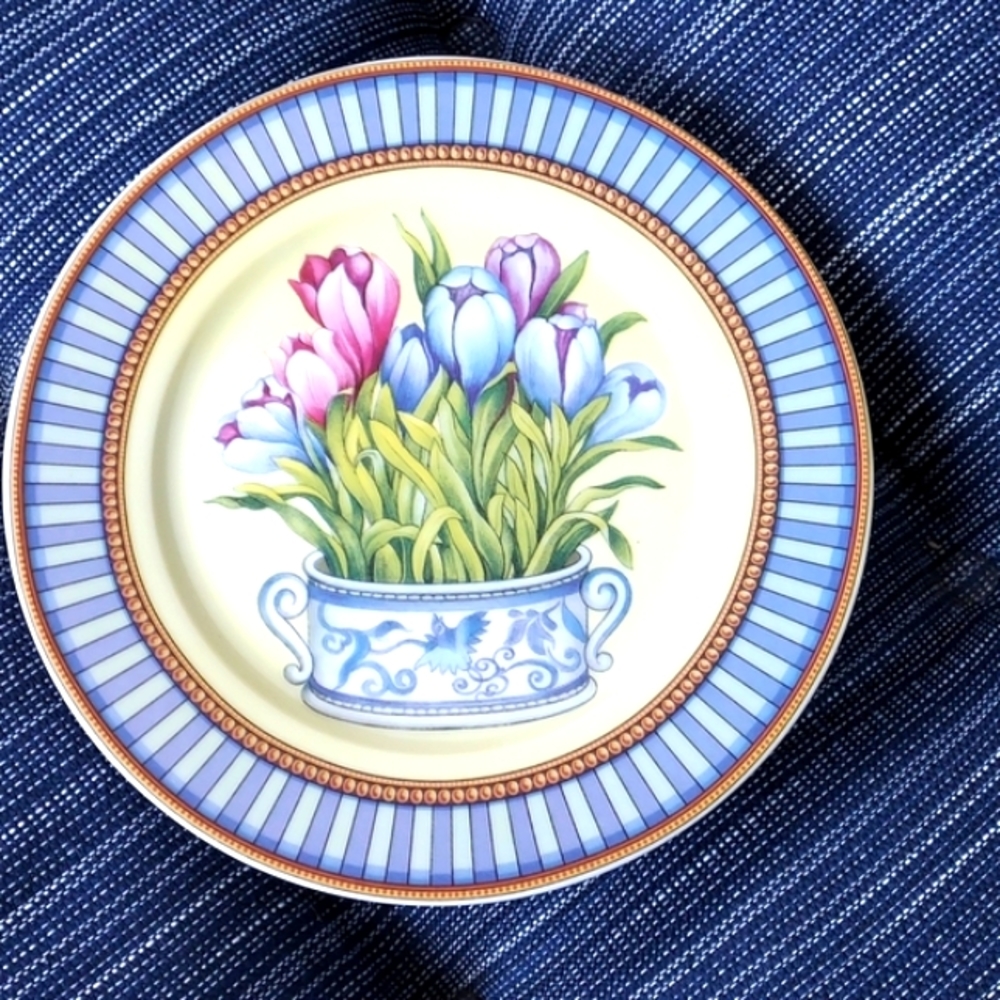I. GODINGER 1855 Porcelain Plate Blue & Yellow